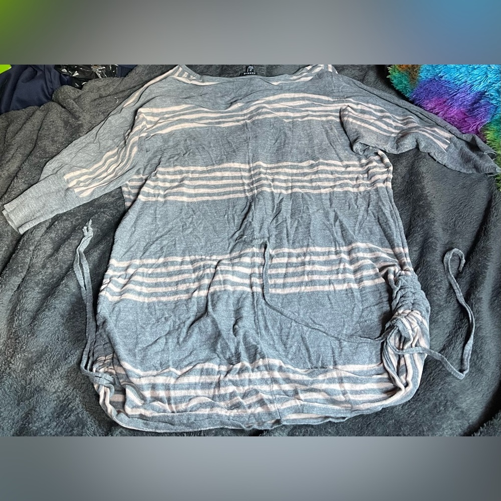 Torrid Sweater Tunic Gray & Pink Strip Size 2x